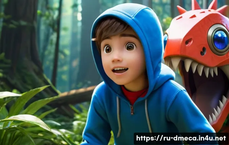 공룡메카드 시즌별 방영 정보 - **Prompt:** An animated, vibrant image depicting the thrilling moment a young boy, Jason, with spiky...