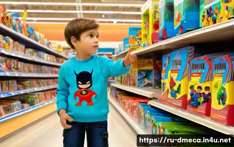 공룡메카드 유통 경로와 판매 채널 - "A brightly lit, spacious toy store aisle, reminiscent of popular Russian retail giants like 'Detsky...