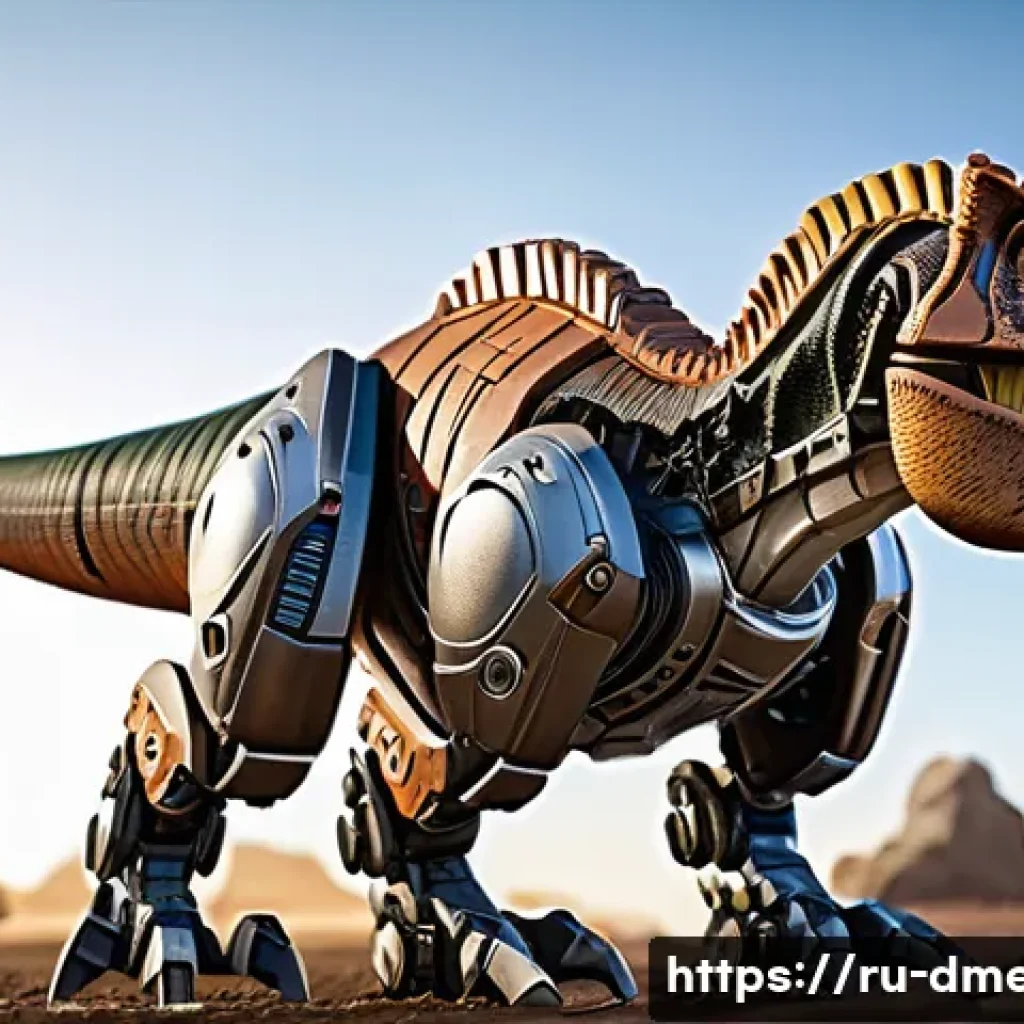 공룡메카드 장난감 리뷰 및 평가 - A highly detailed, realistic toy model of a transforming Tyrannosaurus Rex dinosaur turning smoothly...