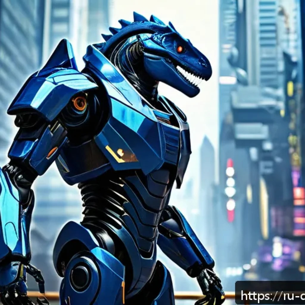 공룡메카드 시즌별 스토리 변화 - A dynamic scene featuring the main protagonist of Dino Mecard standing thoughtfully amidst a futuris...