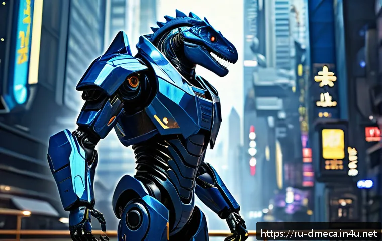 공룡메카드 시즌별 스토리 변화 - A dynamic scene featuring the main protagonist of Dino Mecard standing thoughtfully amidst a futuris...