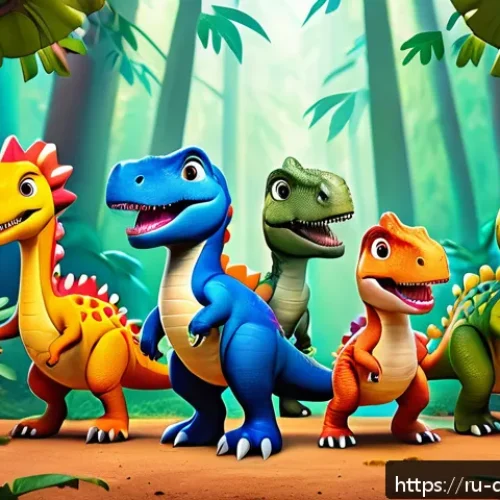 Home 33 공룡메카드 캐릭터의 인기 이유 - A vibrant scene featuring diverse Dinosaur Mecard characters with unique personalities and colorful ...