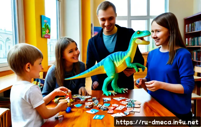 Home 17 공룡메카드 팬덤 간 커뮤니티 활동 - Photorealistic scene of Russian children and parents at a welcoming community hobby club in Moscow, ...